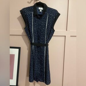 Jason Wu Navy Polka Dot Shirt Dress with Black Trim